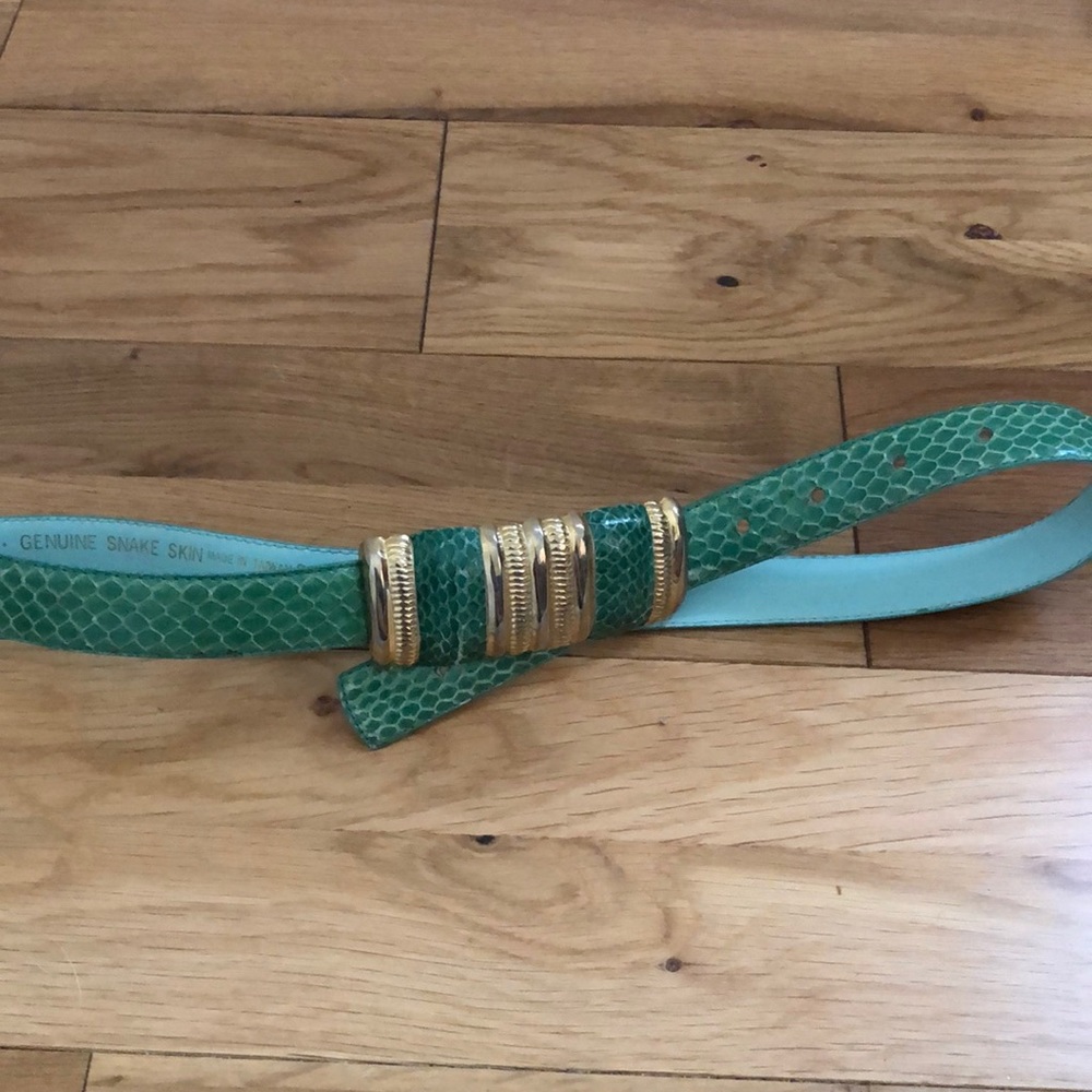 Vintage Genuine Snake Skin belt in teal